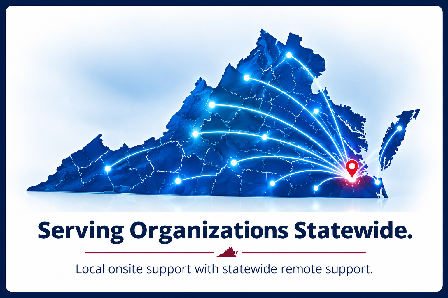 Premier Broadband and Consulting managed IT and cybersecurity service areas across Virginia